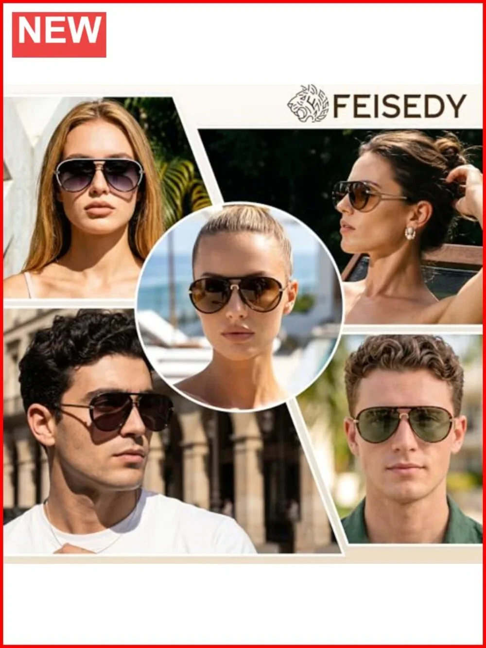 Classic Aviator Sunglasses UV400 Protection Metal Temple Unisex